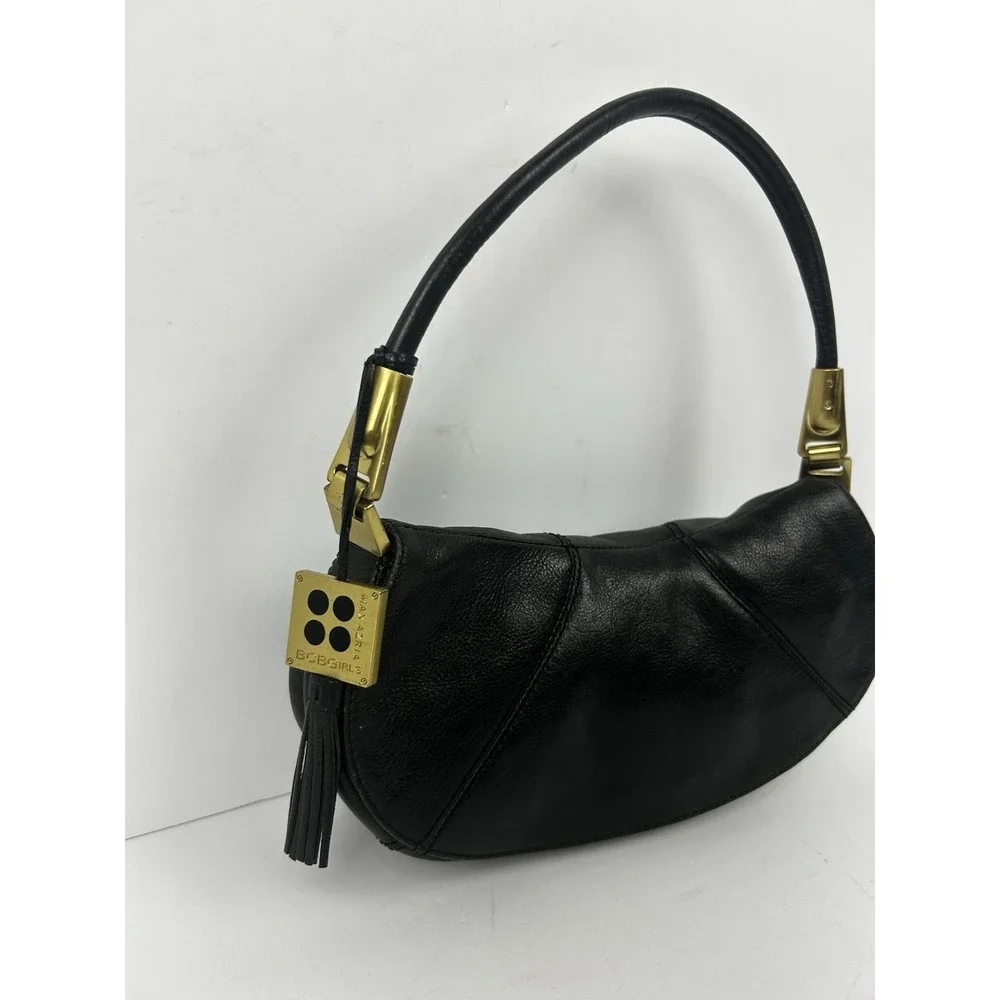 BCBGirls Max Azria Black Satchel Shoulder Bag Purse Gold Hardware